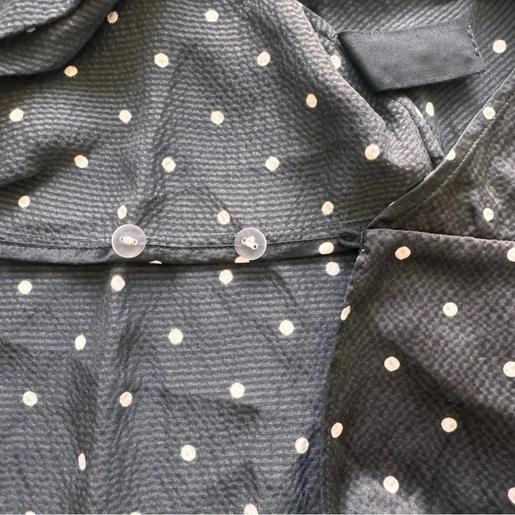 Thurley SILK Polka Dot Tank Top Spaghetti Straps Black White Wrap V-neck Sz 10 - Picture 11 of 15